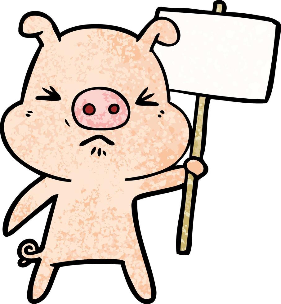 cartoon angry pig vector
