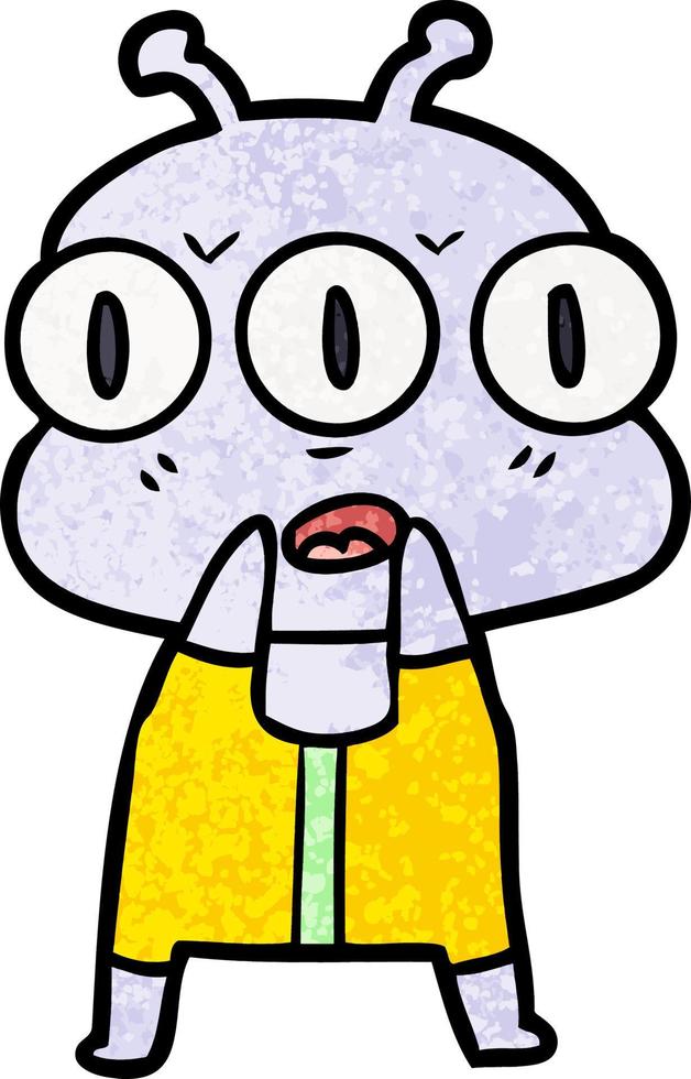 cartoon three eyed alien vector