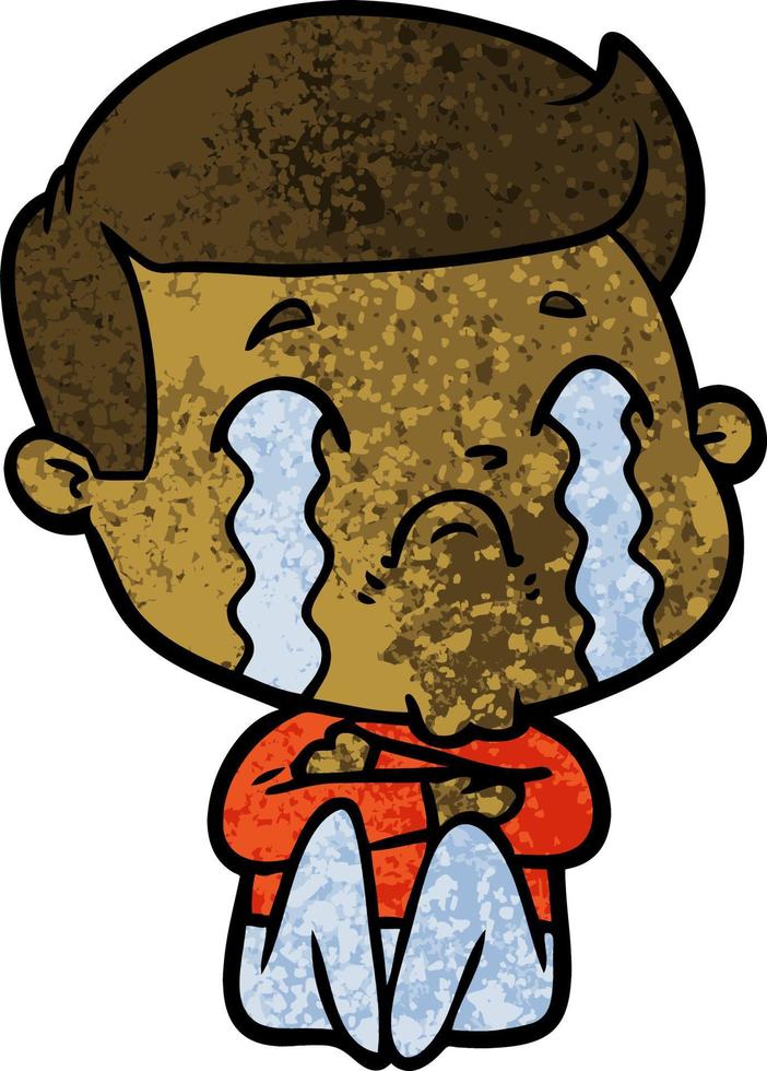 cartoon man crying vector