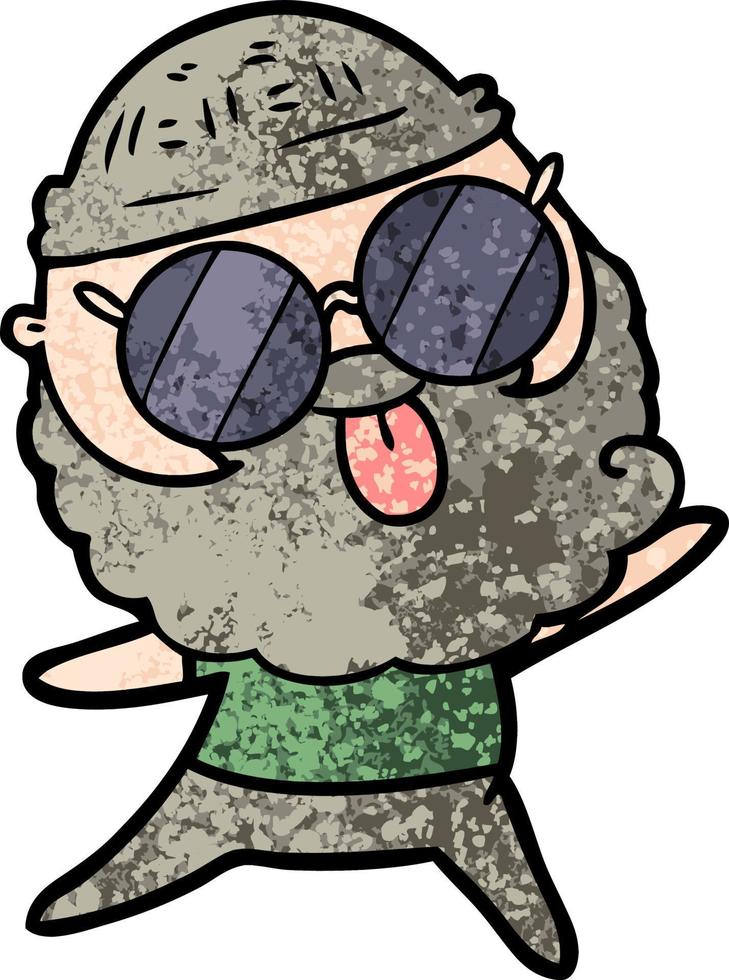 man with beard sticking out tongue vector