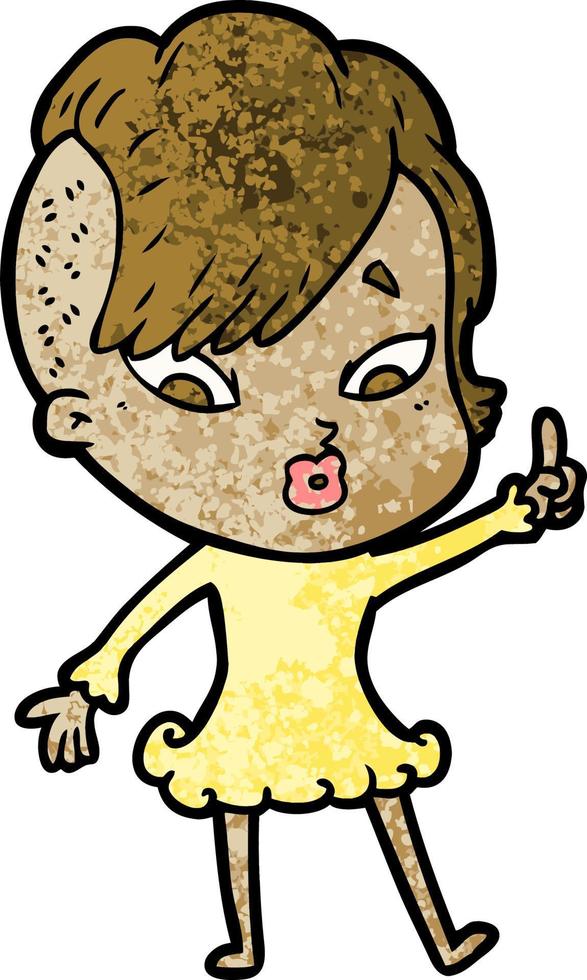 cartoon surprised girl pointing vector