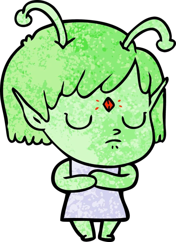 cartoon alien girl vector