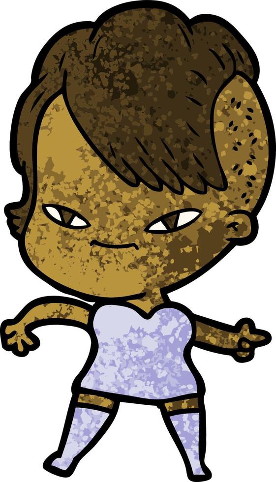 cute cartoon girl with hipster haircut vector