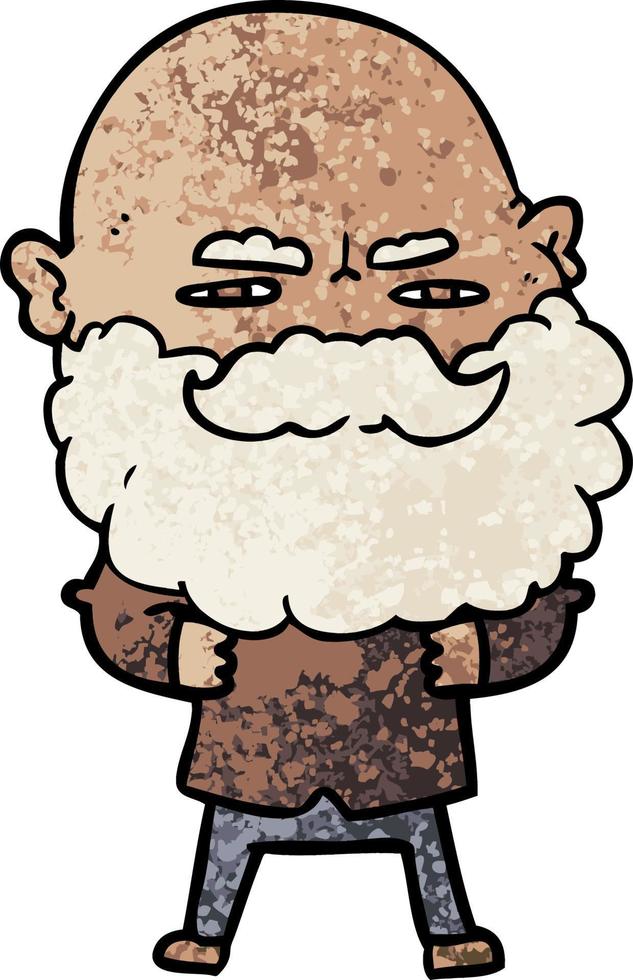 cartoon man with beard frowning vector