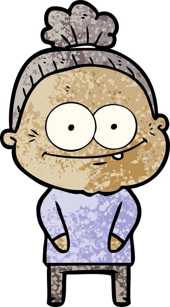 cartoon happy old woman vector