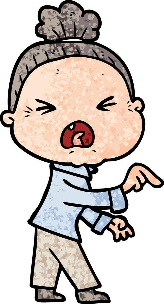 cartoon angry old woman vector