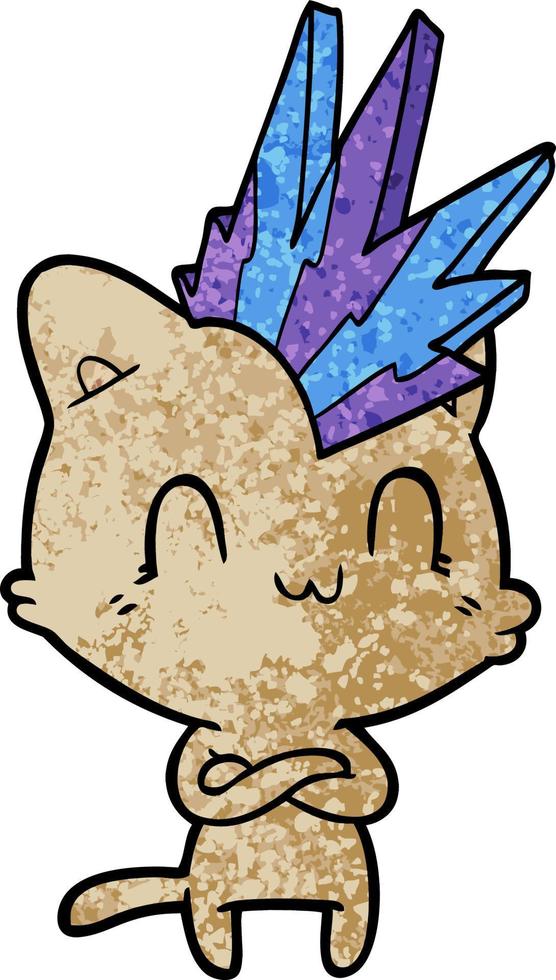 cartoon happy cat punk vector