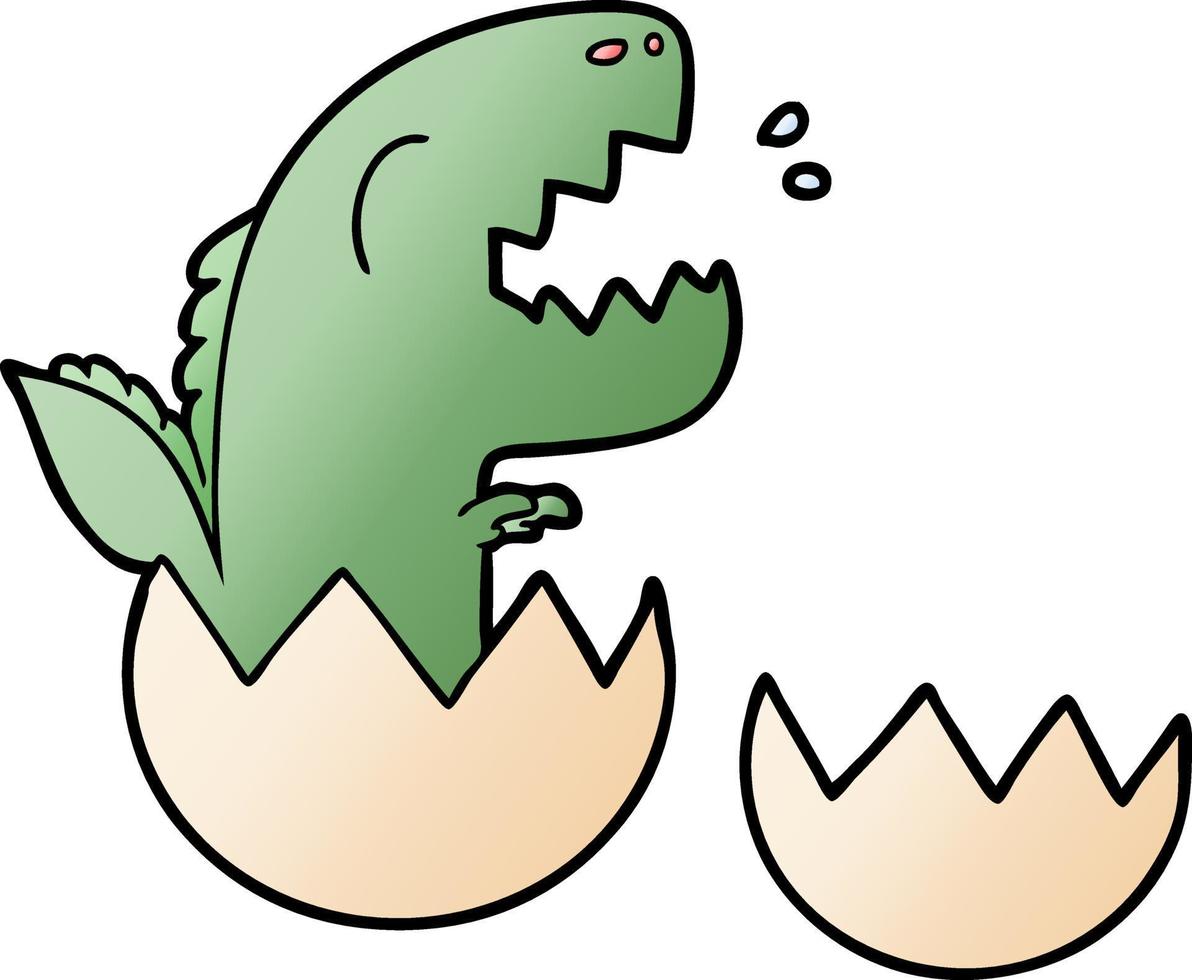 cartoon dinosaur hatching from egg vector
