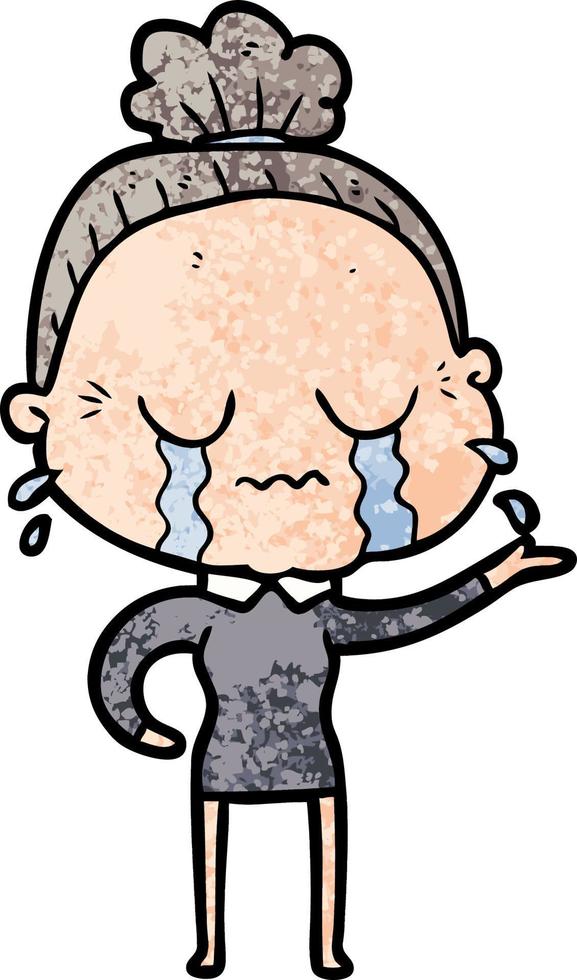 cartoon crying old lady vector