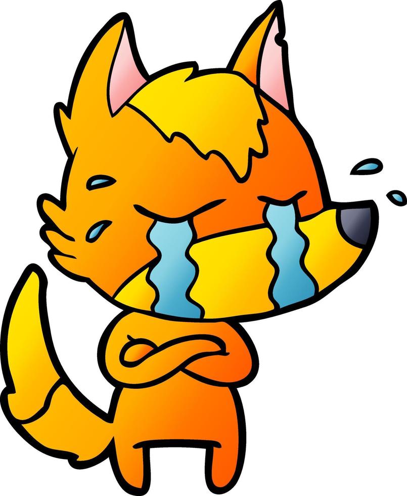 sad little fox cartoon character vector