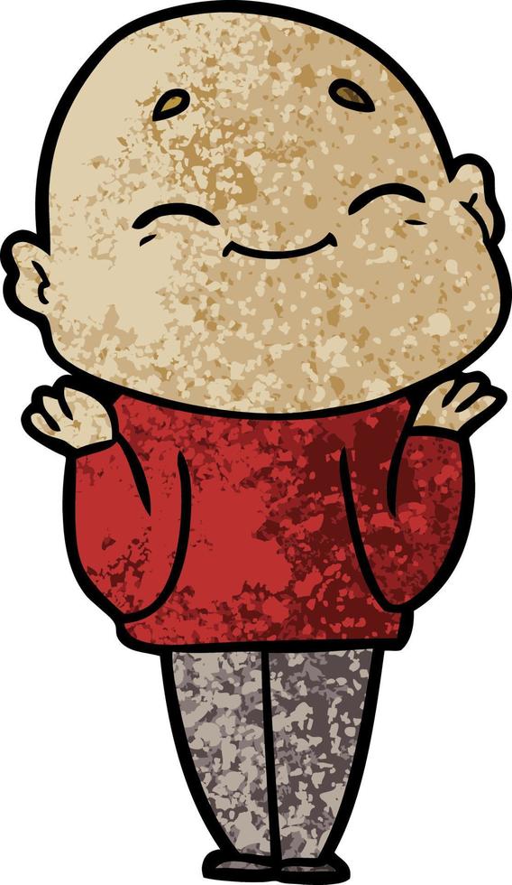 happy cartoon bald man vector