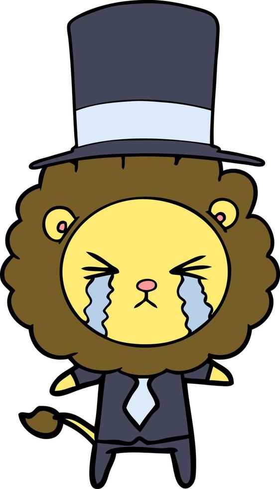 cartoon crying lion wearing shirt and tie vector