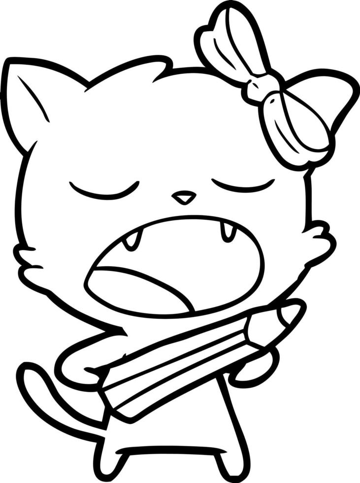 cartoon yawning cat vector