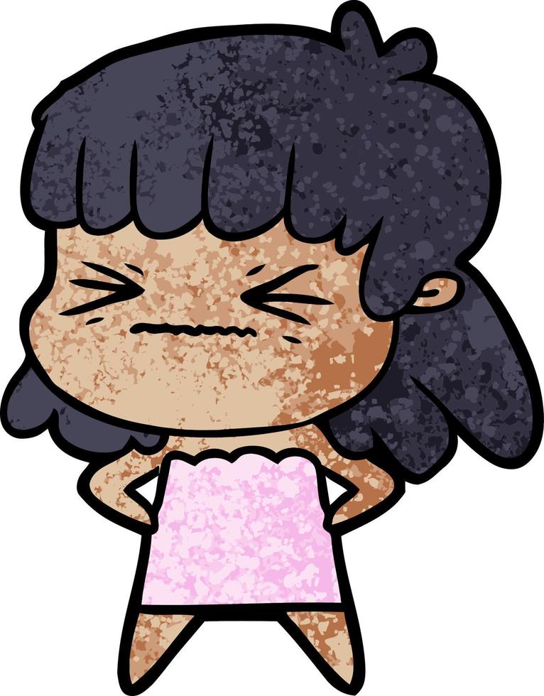 cartoon angry girl vector