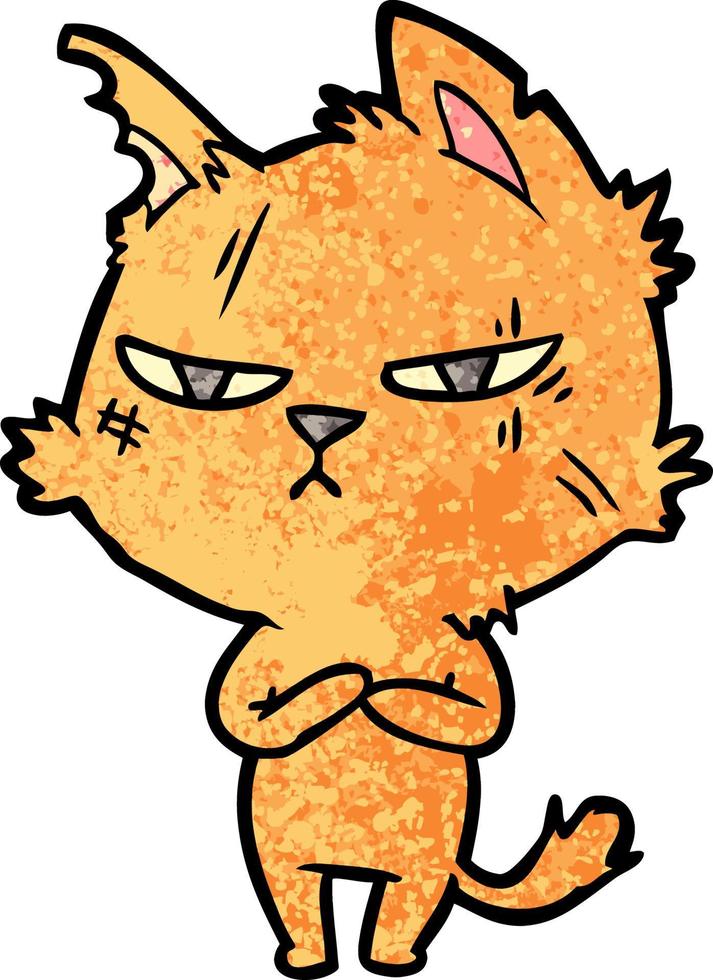 tough cartoon cat vector