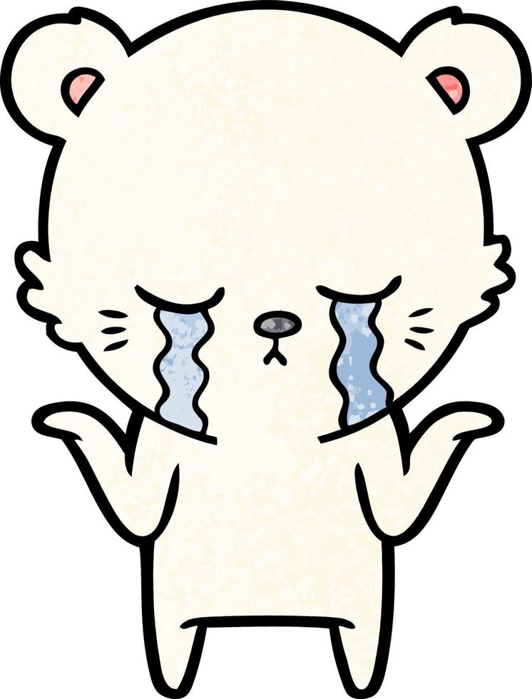 crying cartoon polar bear shrugging shoulders vector