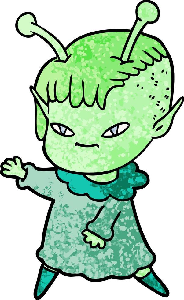 cute cartoon alien girl vector