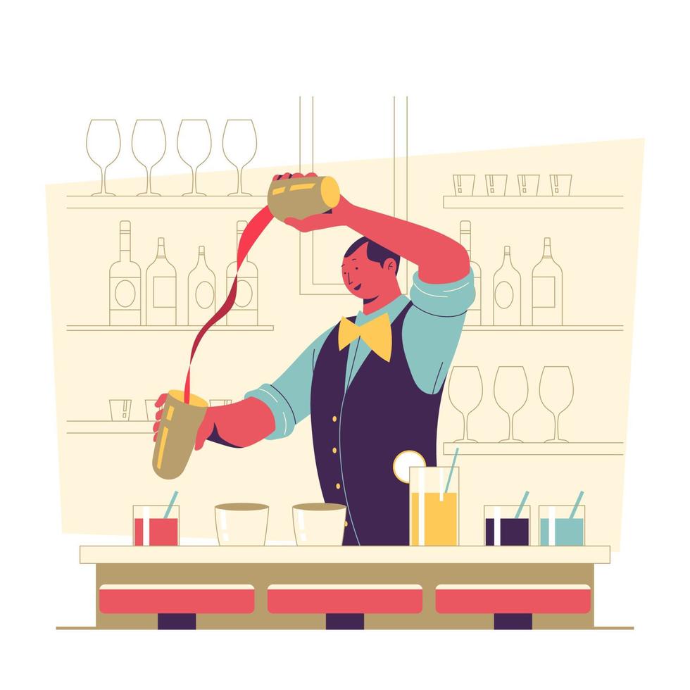 Male Bartender Mix a Drink vector