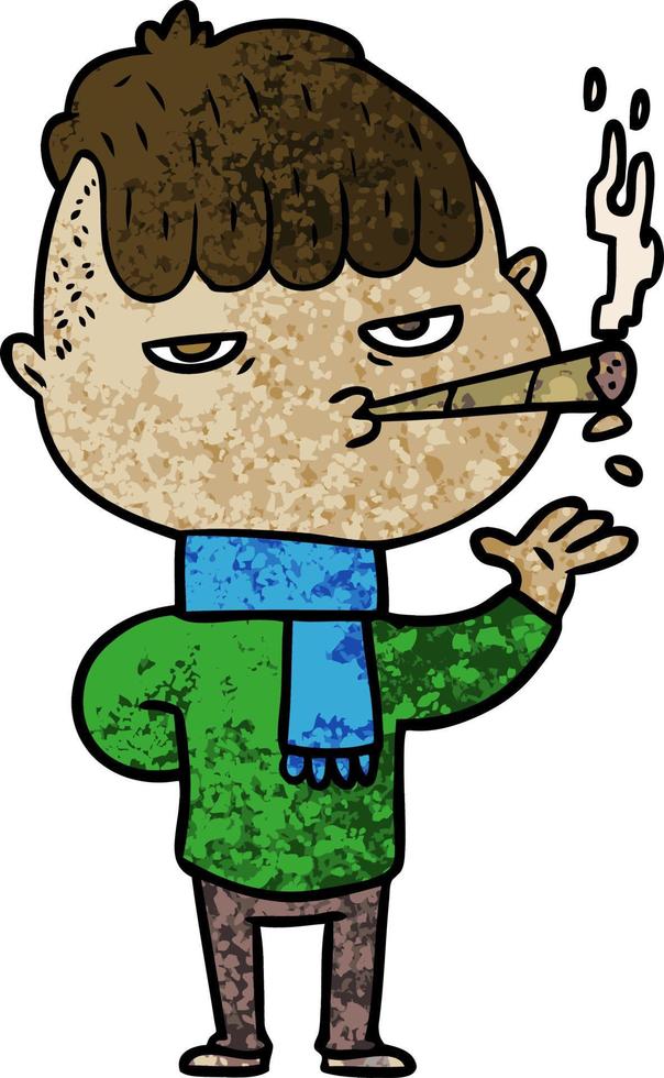 caricatura, hombre, fumar vector