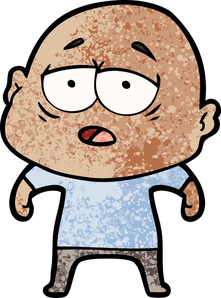 cartoon tired bald man vector