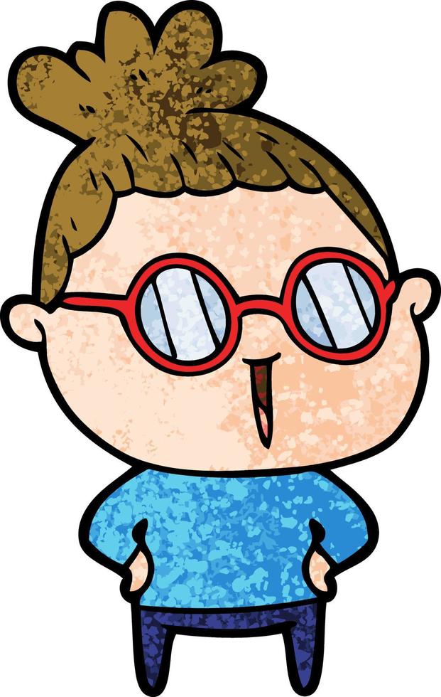 cartoon woman wearing spectacles vector