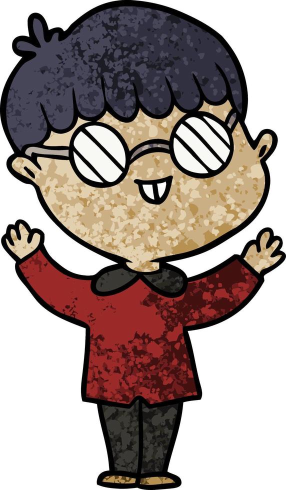 cartoon boy wearing spectacles vector