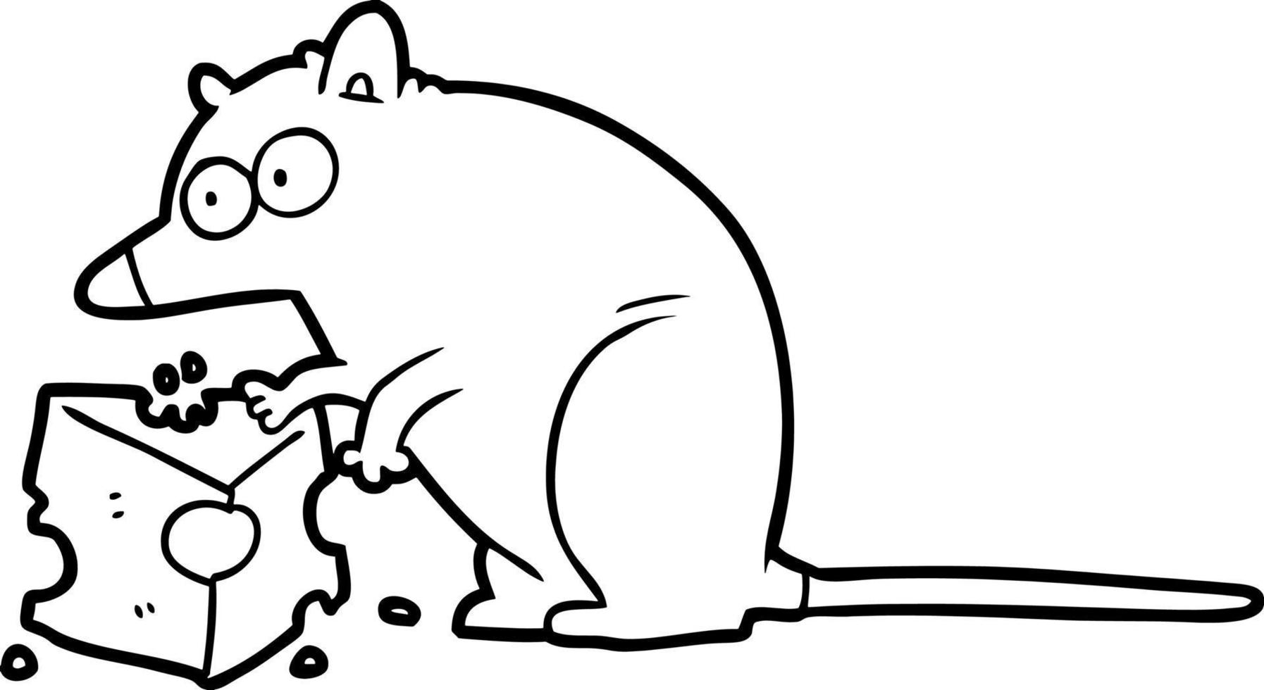 ratón de dibujos animados con queso vector