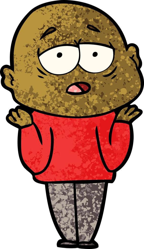 cartoon tired bald man vector