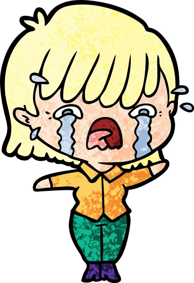 cartoon girl crying vector