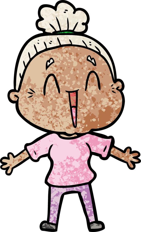 cartoon happy old lady vector