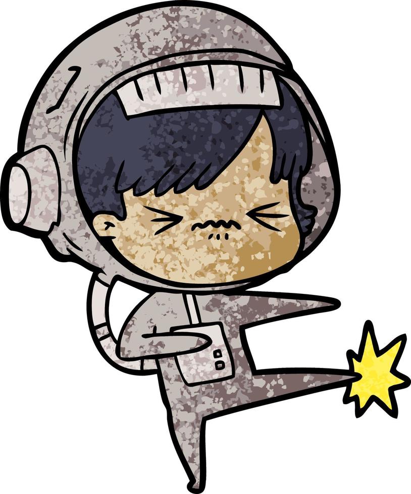 angry cartoon space girl stubbing toe vector