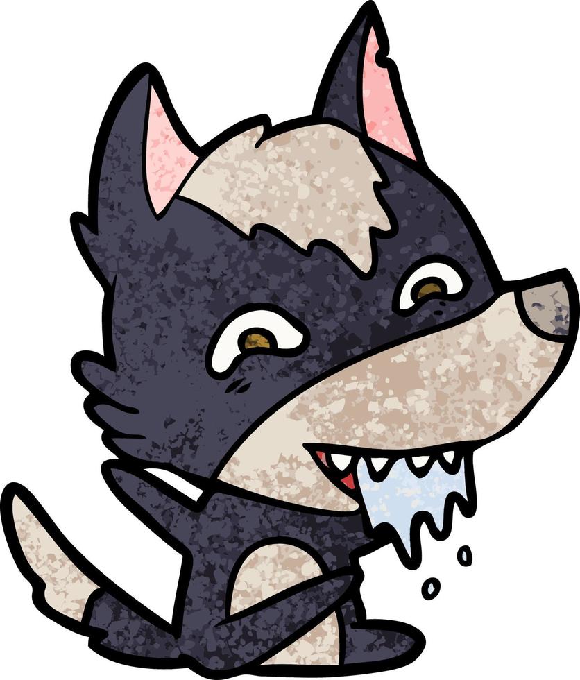 cartoon hungry wolf vector