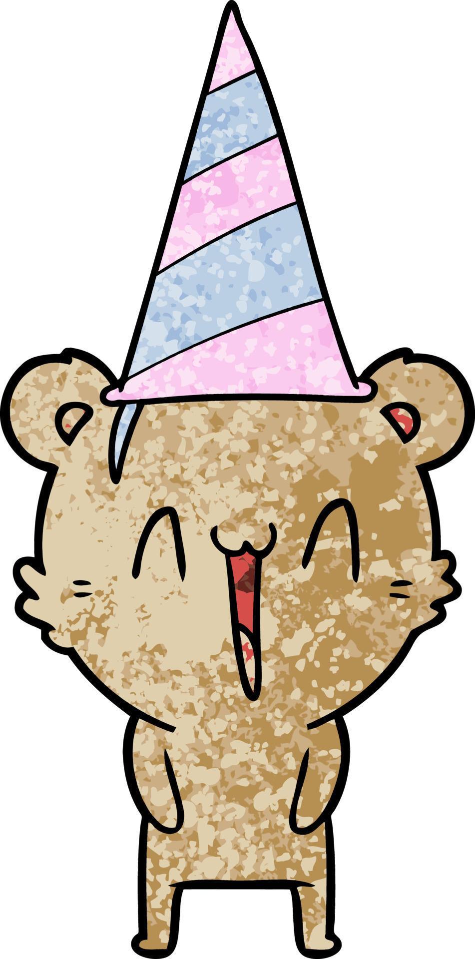 happy bear in party hat cartoon 12372892 Vector Art at Vecteezy