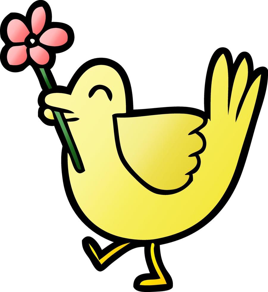 cartoon bird with flower vector