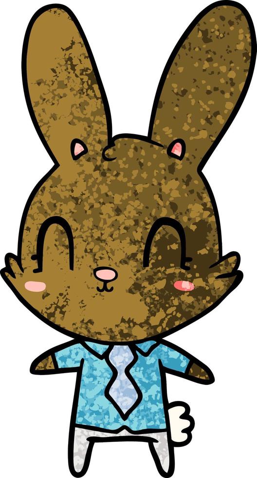 cute cartoon rabbit in shirt and tie vector