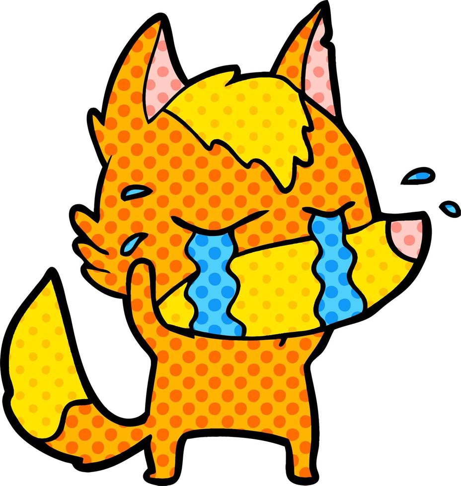 sad little fox cartoon character vector