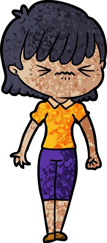 niña de dibujos animados molesto vector