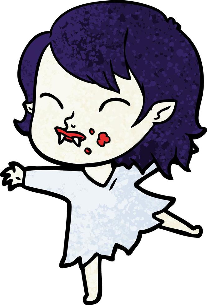 cartoon vampire girl with blood on cheek vector