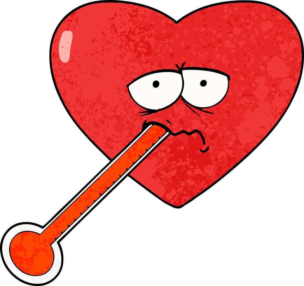 cartoon love sick heart vector