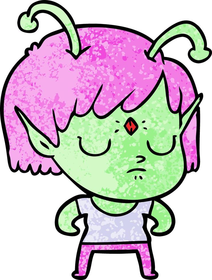 cartoon alien girl vector