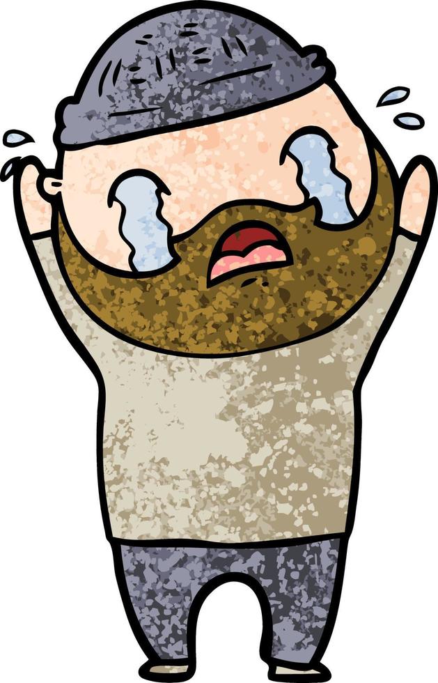cartoon bearded man crying vector