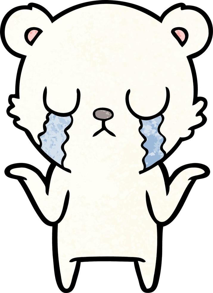 sad little polar bear cartoon vector
