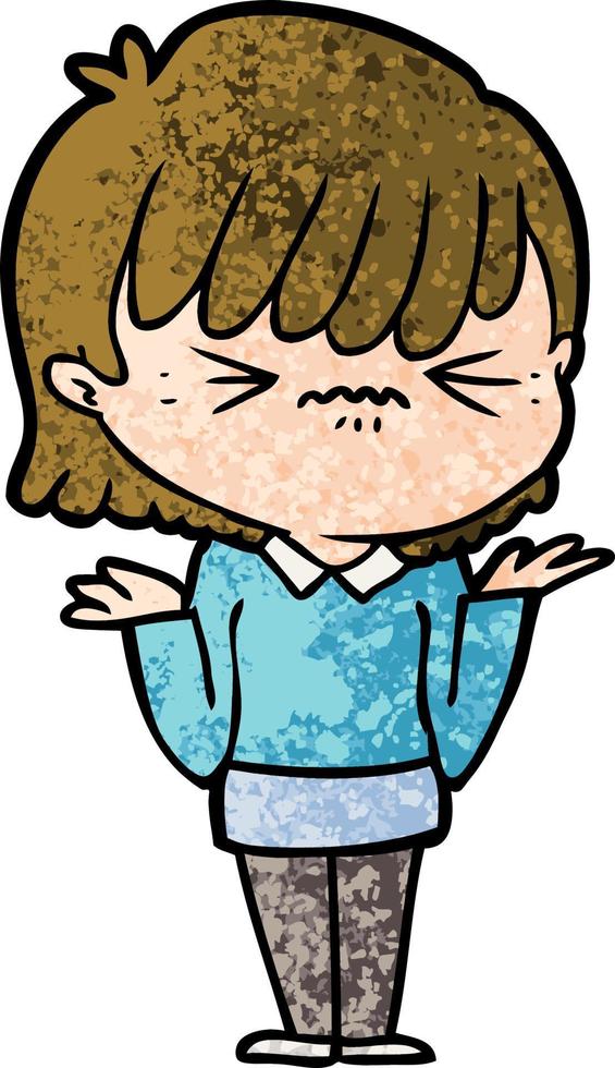 annoyed cartoon girl vector