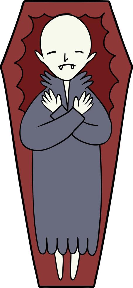 spooky cartoon vampire in coffin vector