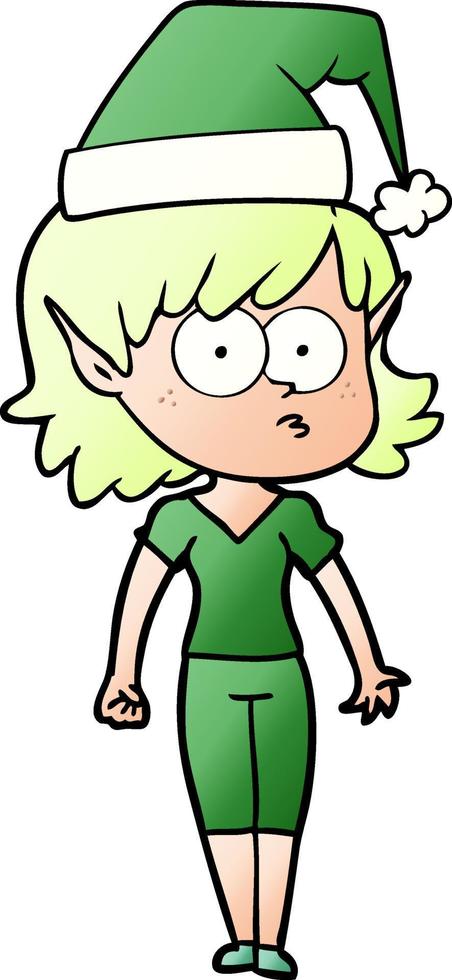 cartoon elf girl staring vector