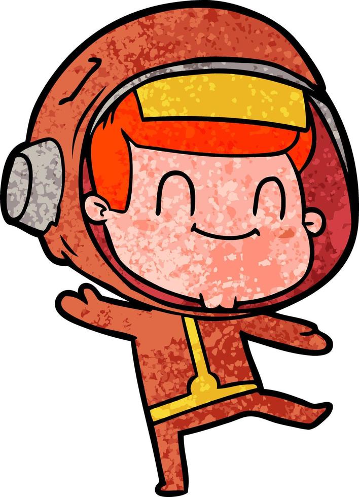 happy cartoon astronaut man vector