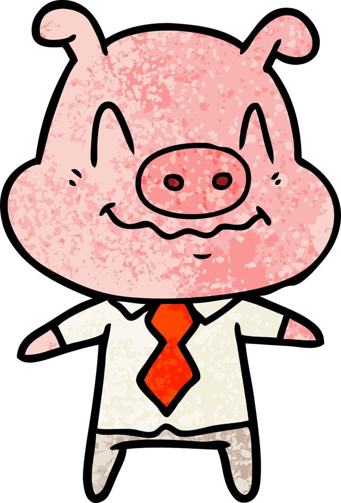 jefe de cerdo de dibujos animados nervioso vector