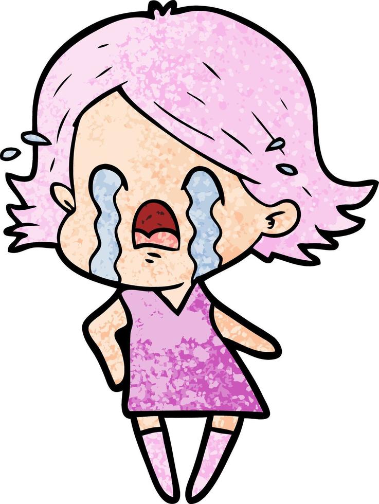 cartoon woman crying vector