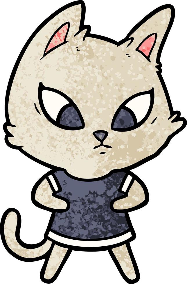 confused cartoon cat in clothes vector