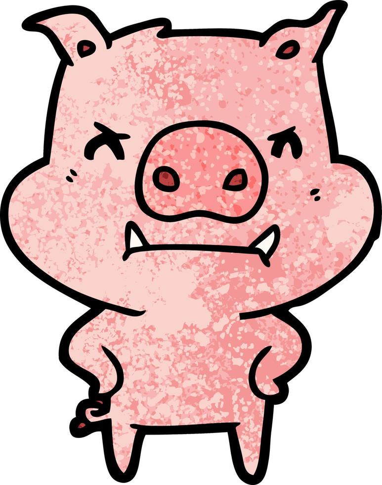 angry cartoon pig vector